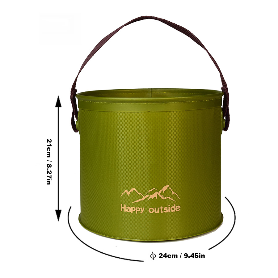 9-10L Foldable Camping Water Bucket - Collapsible Dish Tub & Multi-Use Pail, Portable Storage Container for Beach Picnics, Hiking, Outdoor Drinks (Oli