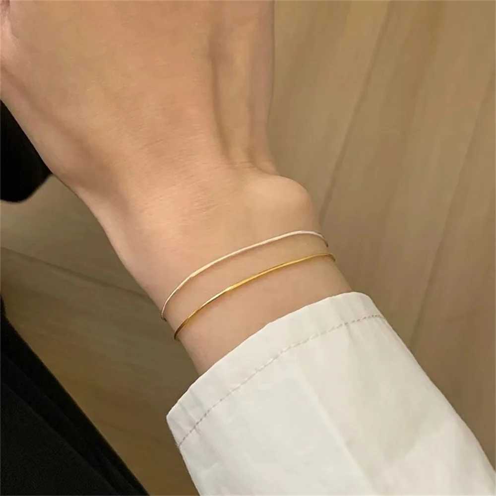 New Ultra-fine Stainless Steel Snake Chain Bracelet Gold Color Simple Bracelet For Women INS Fashion Jewelry Accessories XJ250707