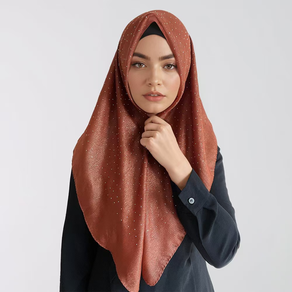 T1151 New Malaysian Square Scarf Satin Silk Scarf Starry Sky Hot Diamond Indonesian Headscarf Scarf