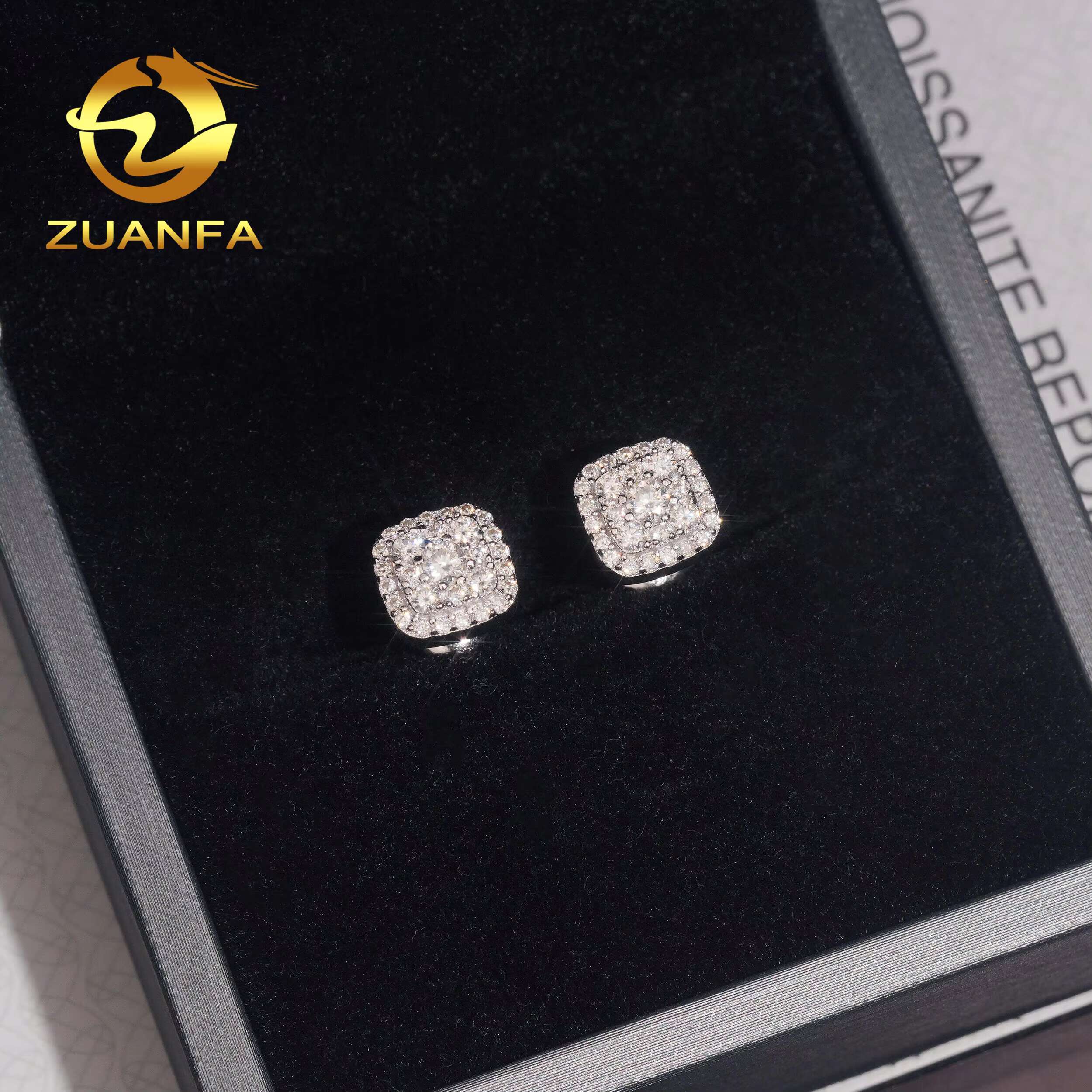 Wholesale Price Fashion Style 8mm Unisex Ear Stud 925 Silver Hip Hop Iced Out Jewelry VVS Moissanite Diamond Stud Earring