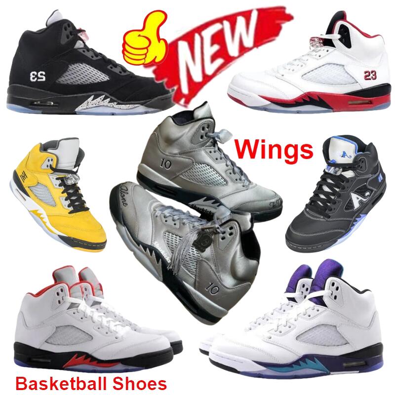 Wings 5s Black Tongue OG Grape Awake 5 Basketball Shoes 35th Anniversary Metallic Reimagined Medium Soft Pink Arctic Wolf Grey Men Women Shoe New 2026