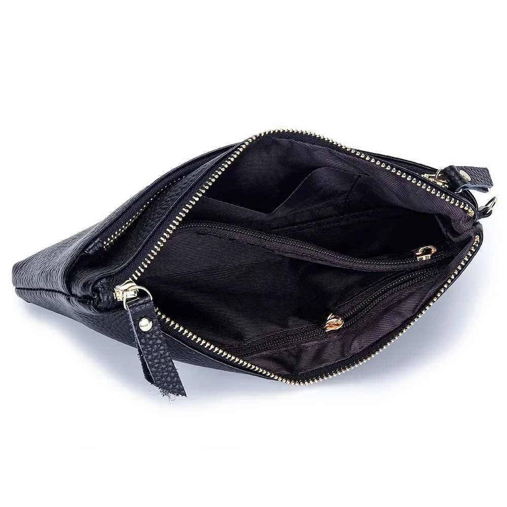 100% Genuine Leather Clutch Bag Portable Storage Bag Casual Purse with Zipper Wristlet Wallets for Women Large Capacity Cell Phone Bag Y250707