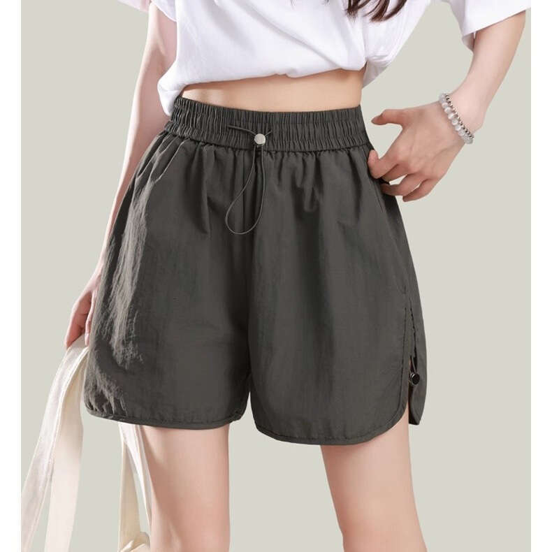 Gray Cargo Shorts For Women Summer New Design Korean Style Loose Drawstring High Waist Petite Casual Pants B5