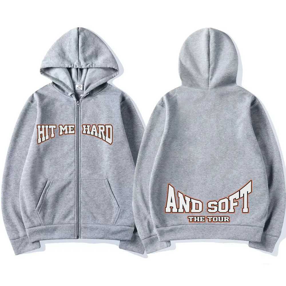 Hit Me Hard and Soft 2025 Tour Merch Zipper Hoodies Men Women Pullover Fashion Hip Hop Zip Up Hooded Sweatshirt Jacket Fans Gift Z250405