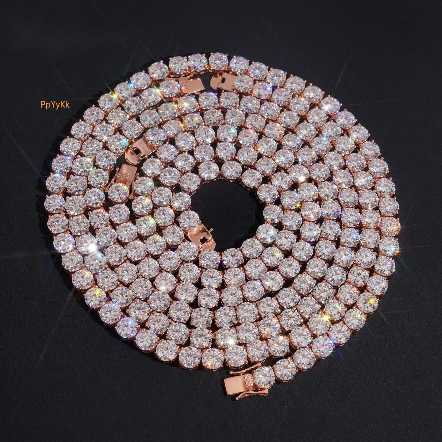 GRA Hip Hop Jewelry Solid 925 Pure Silver Brilliant Cut VVSD Colorful 8mm Necklace Full Diamond Moissanite Tennis Chain