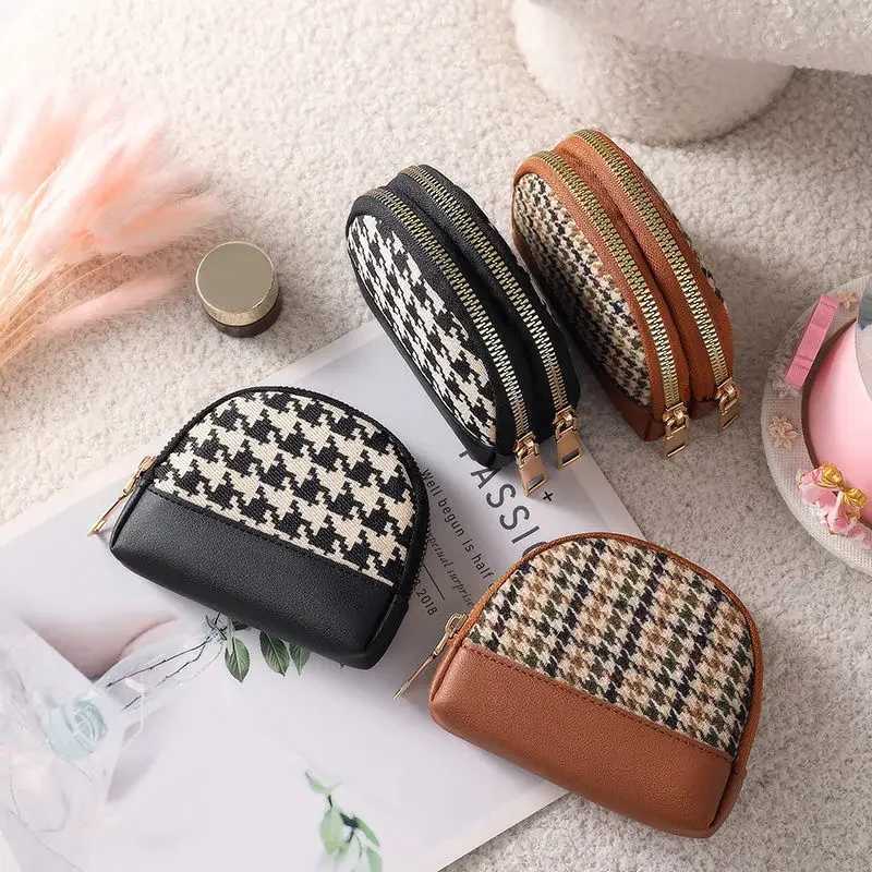 Wens Wallow Gird Coin Purse Double Zipper Small Wallet Portable Key Pouch Travel Card Holder Fi Vintage Coin Bag Y250707