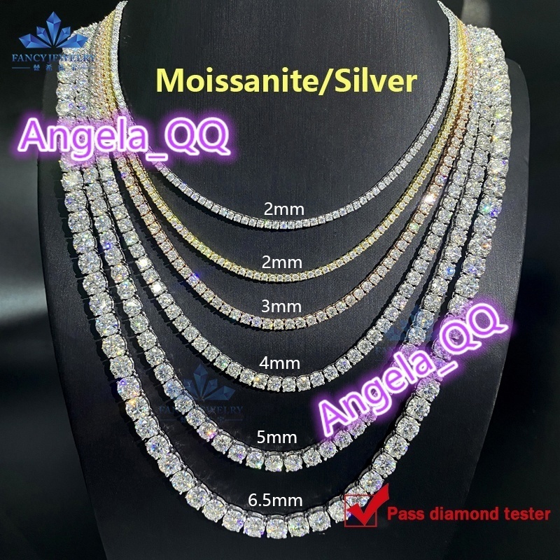Fine Jewelry Hot Sale Classic 3mm-5mm D Color VVS Moissanite Bracelet Necklace 925 Sterling Silver Gift Moissanite Tennis Chain