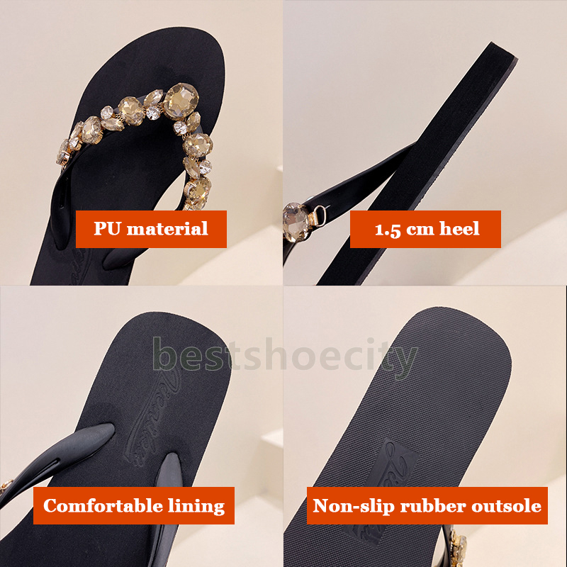 crystal glitter slippers beach slides summer flip flops womens sliders fashion casual flats slipper daily soft mules durable anti-slip designer sandal