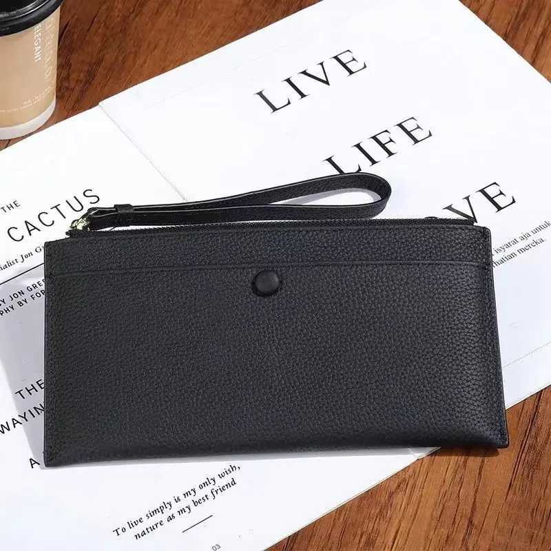 Genuine Leather Wen LG Wallet Fem Wallets Ladies Cluh Cow Leather Coin Purse Holder Wrist Phe Purse Y250707
