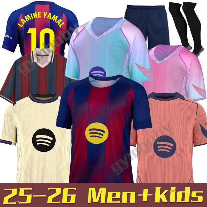 Baby Kids Clothing 25 26 barcelona 8 PEDRI LAMINE YAMAL 10 Soccer Jersey 9 LEWANDOWSKI FC 7 FERRAN 6 GAVI Camiseta De Football Shirt AUBA JOAO CANCELO 2025 2026 Men