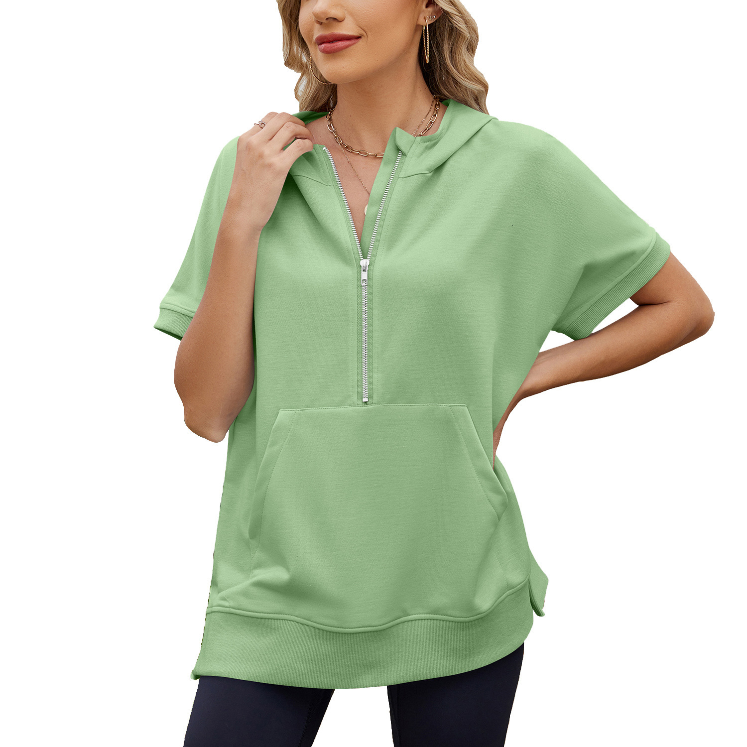 Free Shipping Designer Fashion Trend Versatile Women's Plus Size European and American Cross-Border Trade 2025 Spring Summer Hooded Loose Short S