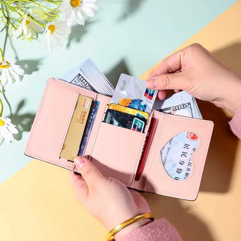 2025 Fi Wen Wallet Gift Purse Ladies Short Cute Flower Fresh Korean Coin Purse Card Holder Small Zipper PU Leather Wallet Y250707