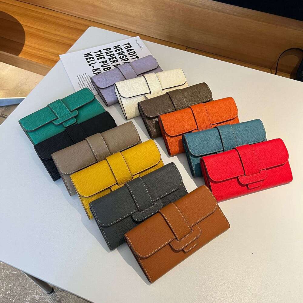 Top Layer Cowhide Wallet for Women Genuine Leather Crossbody Chain Shoulder Large Capacity Multi-Card Slot Clutch Phone Bag