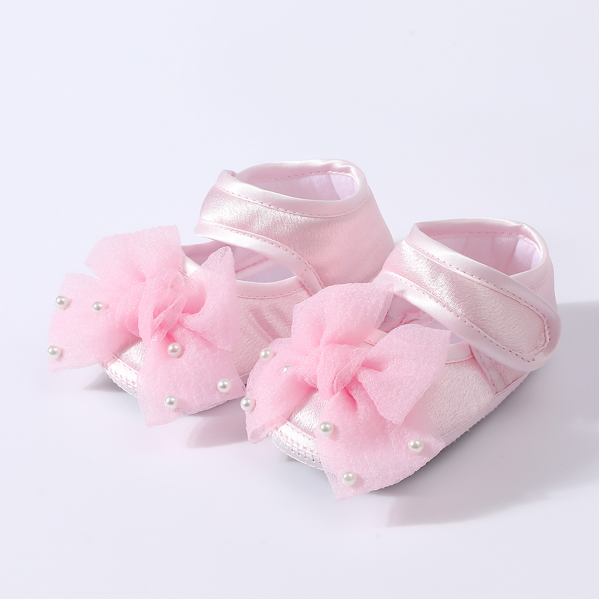 Girl's soft soled baby walking shoes - cute bow with pearl decoration