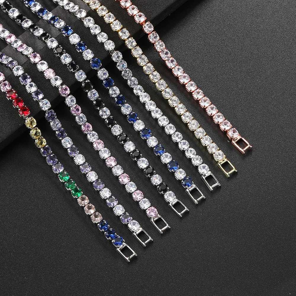 Colorful Zircon Tennis Bracelet Bangle for Women Luxury Silver Color 4mm Rainbow Crystal Hand Chain Jewelry Friend Gifts H229 XJ250707
