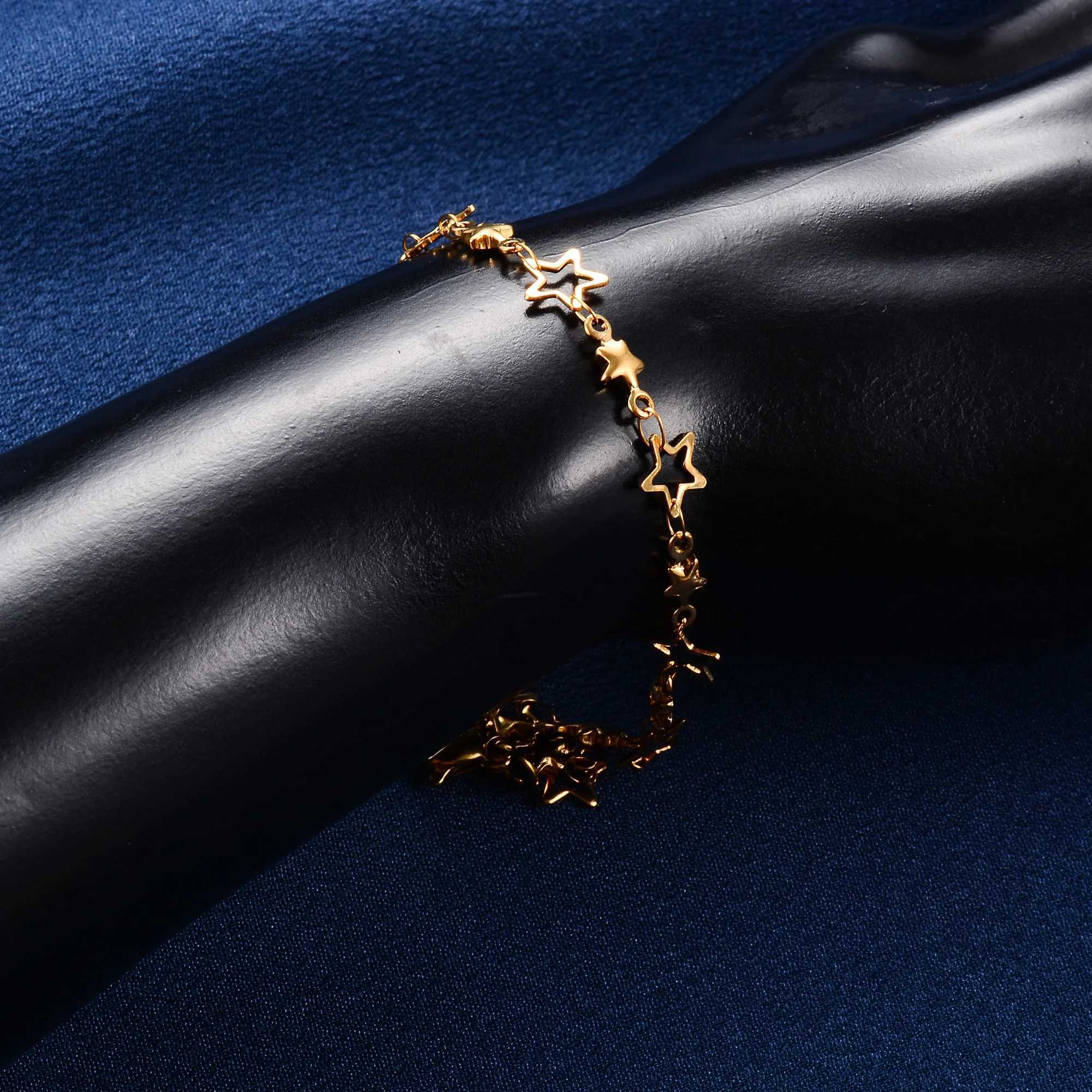 7mm Cute Stainless Steel Star Bracelet Link Hand Chain for Women Girl Handmade Gold Color Wristband Anklets Metal Jewelry Gift XJ250707