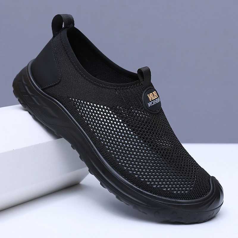 2025 Summer Mens Mesh Shoes Breathable Lightweight Cfortable Mens Cloth Shoes Soft soled Anti slip Mens Shoes Y250707