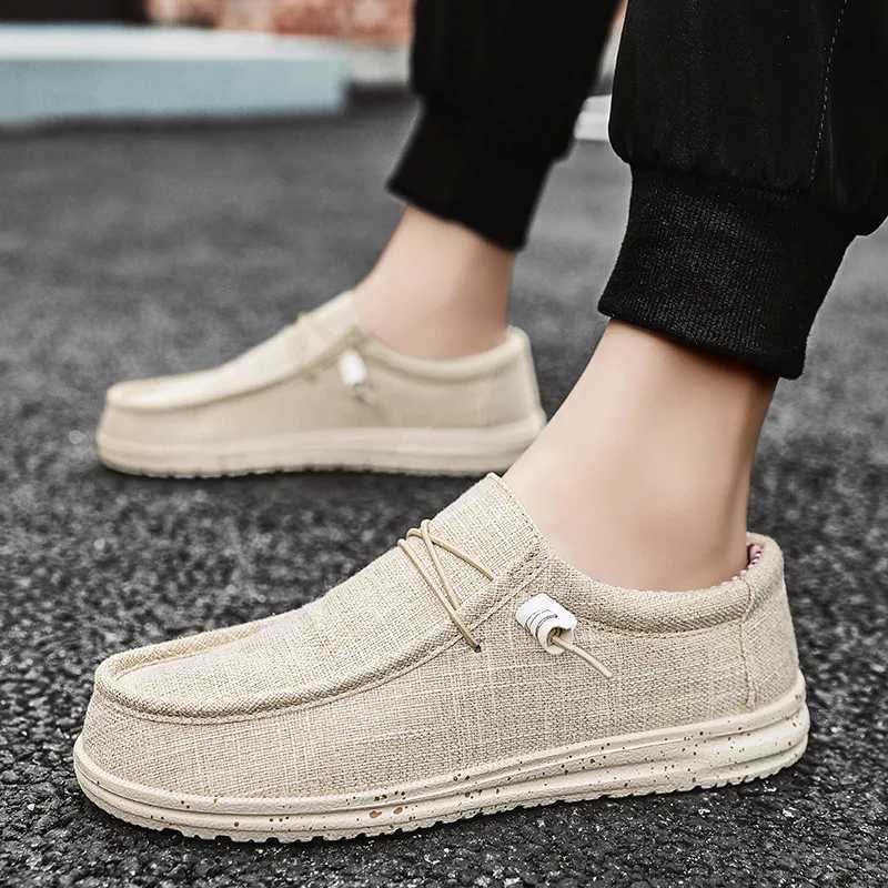 Fion Canvas Loafers For Men Cfortable Lightweight Breathable Mens Casual Shoes Flat Slip-on Driving Shoes Man Big Size 47 Y250707