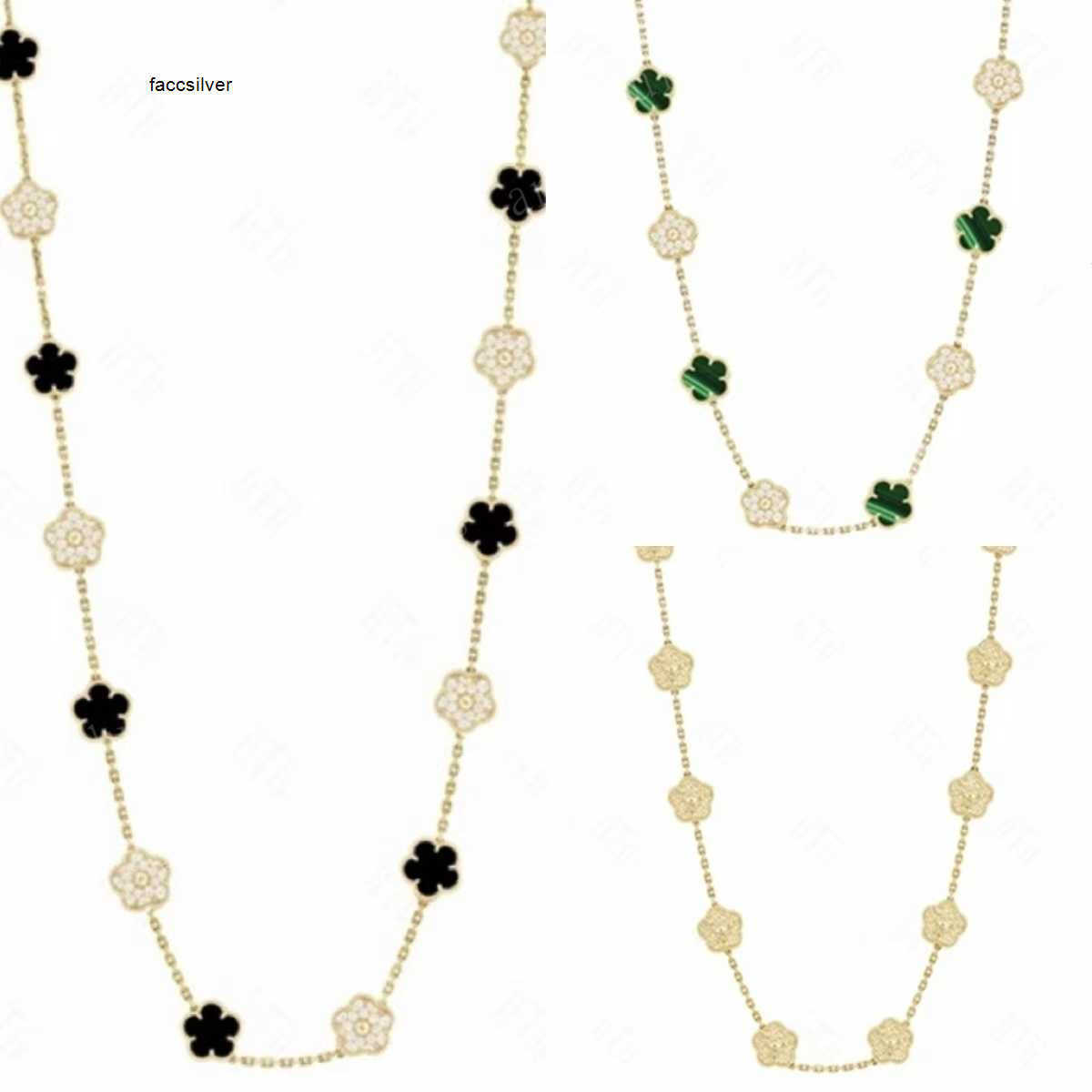 Classic gemstone designer necklace agate flower K gold necklace designer long chain accessory clover necklace in multiple colors designer jewelry