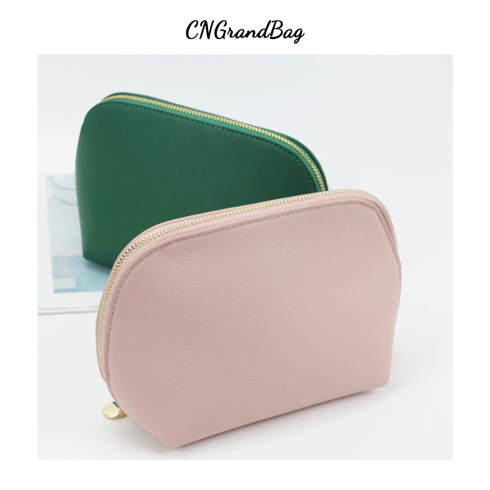 Customized Letters PU Leather Half Round Shell Makeup Bag Large Capacity High Beauty Travel Portable Womens Cosmetic Bag 250701