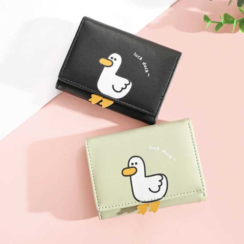 Creative Carto Luck Duck Design Wens Wallet PU Leather Bank Card Holder Kaii Short Fold Wallets C Clip Wens Purses Y250707