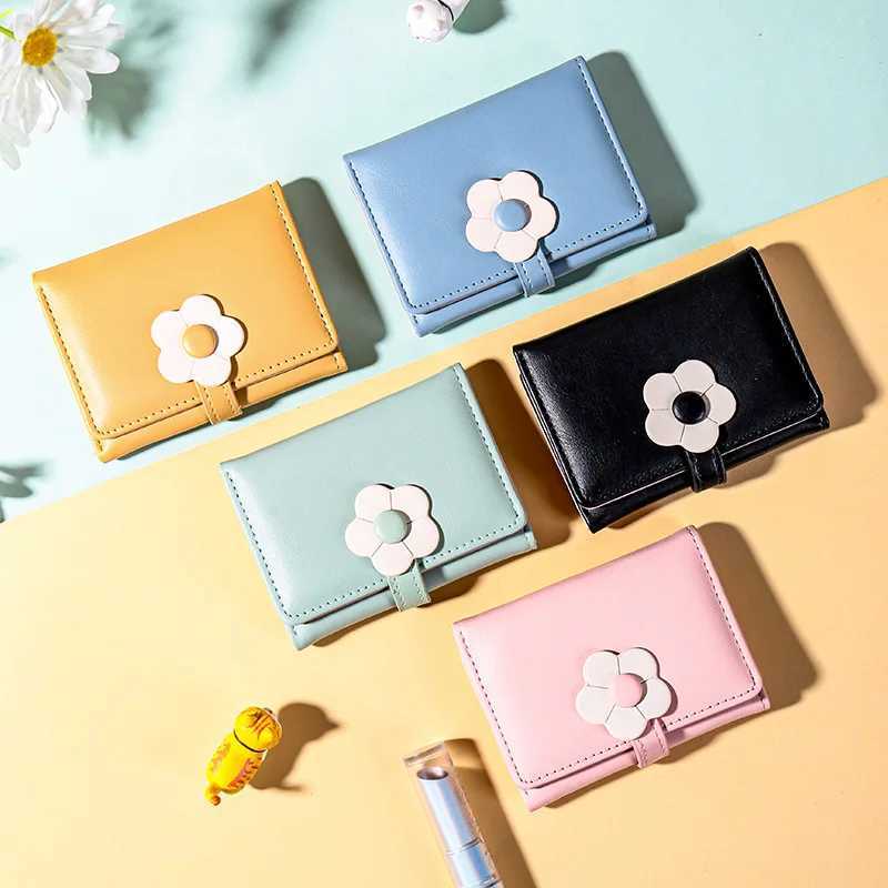 2025 Fi Wen Wallet Gift Purse Ladies Short Cute Flower Fresh Korean Coin Purse Card Holder Small Zipper PU Leather Wallet Y250707