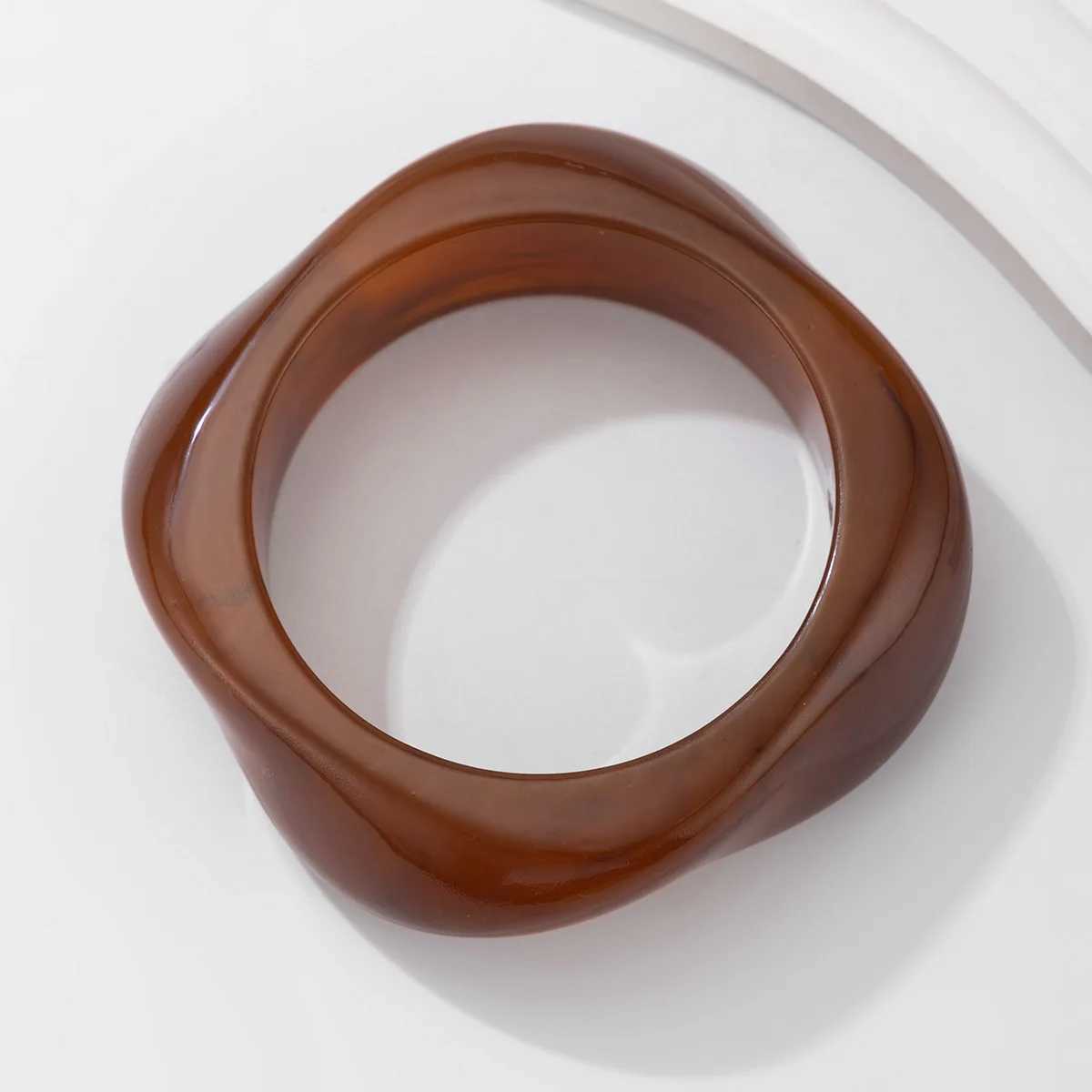 KMVEXO Vintage Punk Brown Coffee Thick Resin Acrylic Bangles Geometric Irregular Wide Cuff Bangle Bracelet For Women Men Jewelry XJ250707