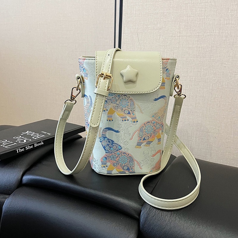 Free shipping designer Summer Summer High-end Crossbody Bag Women 2025 New National Style Bow Print Off-white Phone Bag