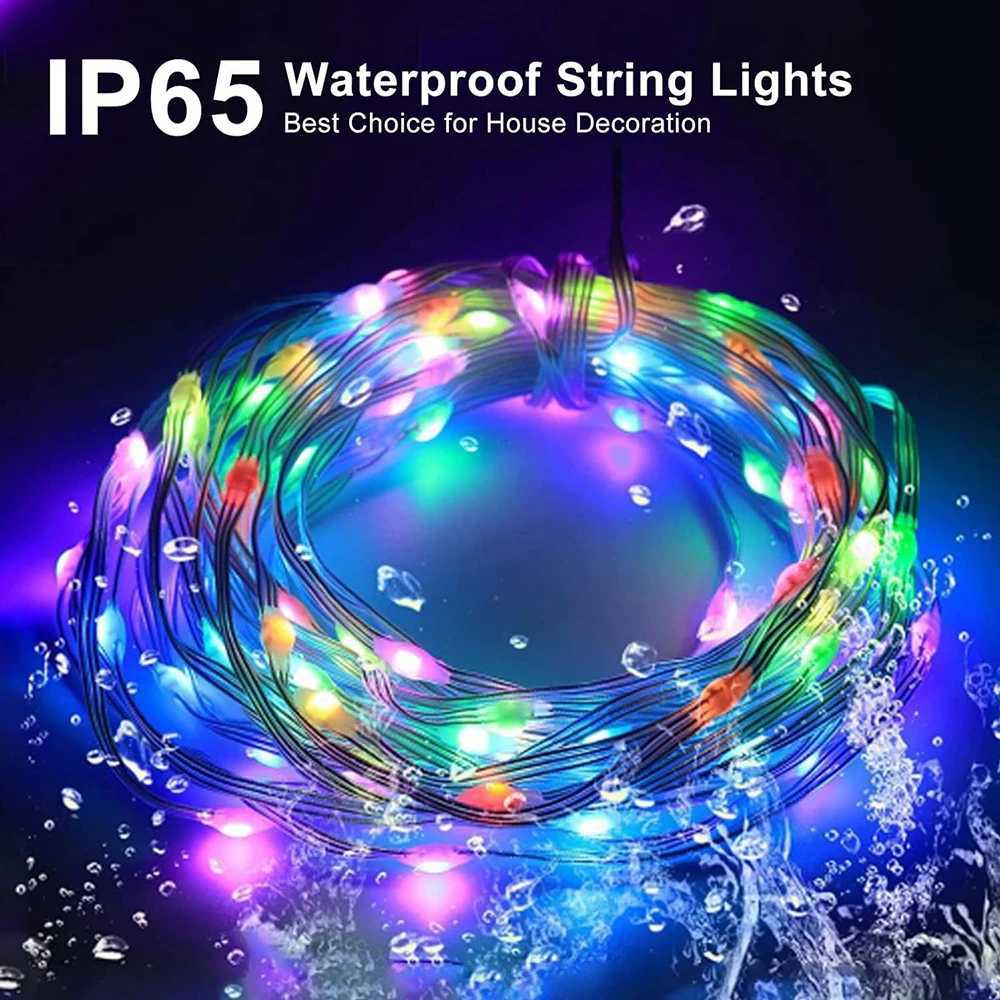 5M/10M/20M RGBIC LED Smart Fairy Lights Bluetooth APP Control String Light DIY for Christmas Party Wedding Home Decoration W250701