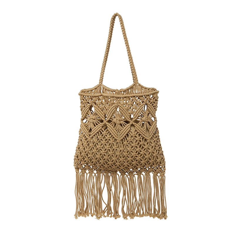 Free shipping designer Summer Cotton Woven Bag for Women 2025 New Hollow Tassel Phone Bag Beach Vacation Crossbody Small Bag
