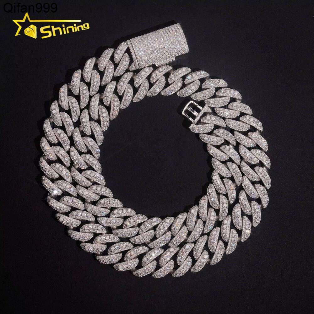 High Quality Hip Hop Jewelry Sier Moissanite Dia VVS 18Mm Mens Iced Out Cuban Link Chain