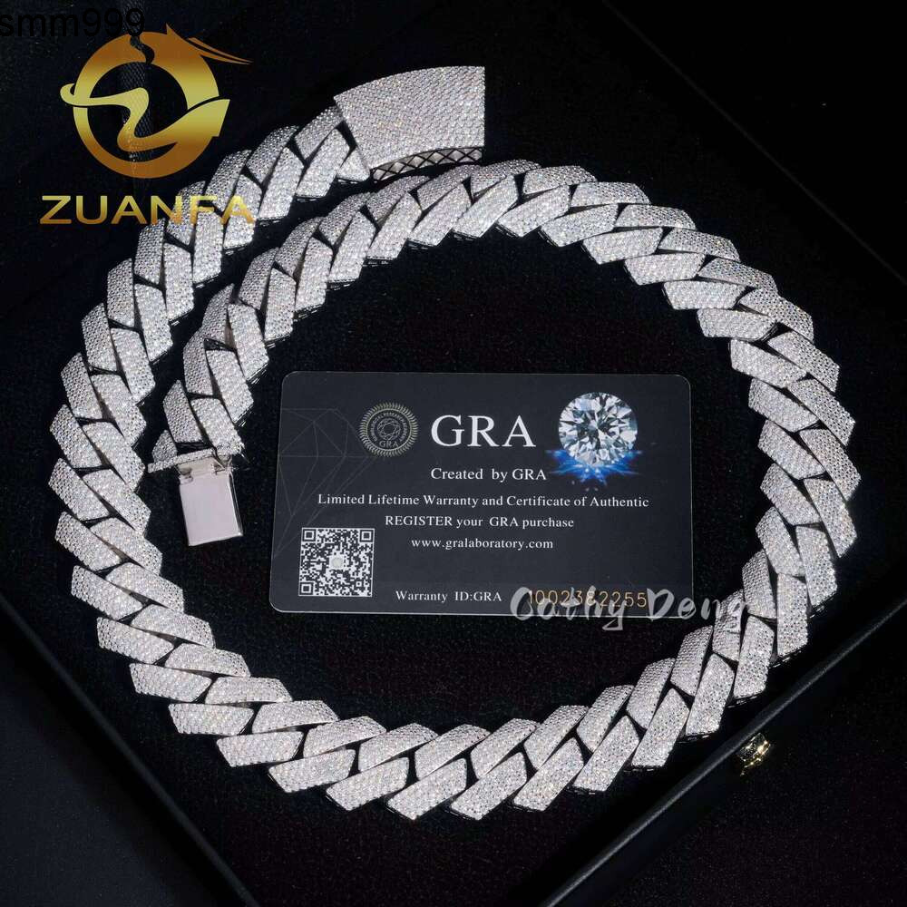 New Hollow Hip Hop Jewelry Iced 20Mm 4-Row Sier Silica Mens Miami Cuban Chain