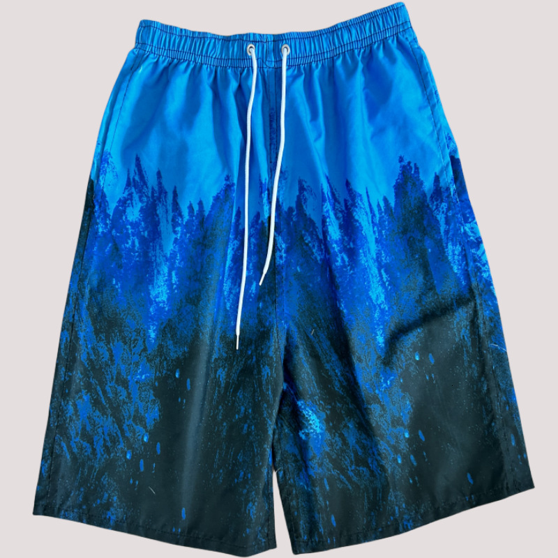 Designer Coconut Tree Beach Sh Men's Fast Drying Five Point Shins Style European And American Neutral Printed Swimming Sh Thin Medium Long Sh Wat