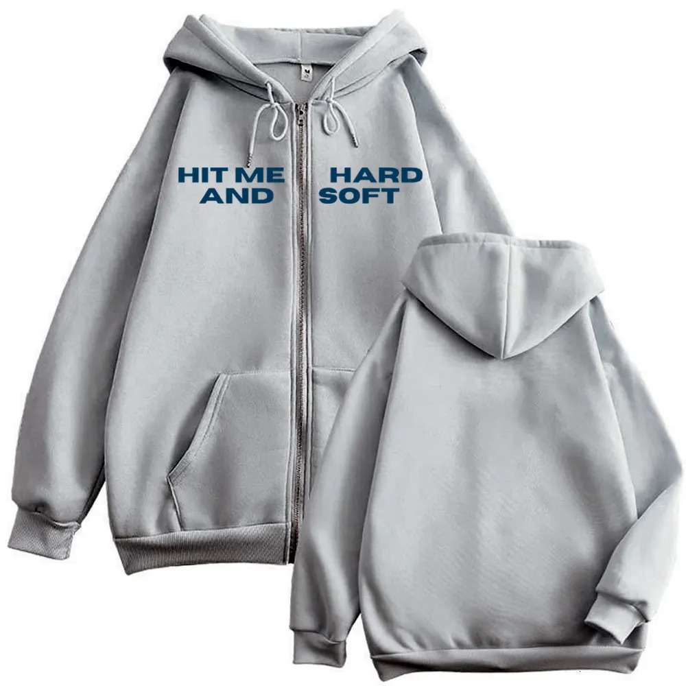 Hit Me Hard and Soft Tour 2025 Zipper Hoodies Men Women Fashion Hip Hop Zip Up Sweatshirts Autumn Winter Casual Loose Pullovers 250707