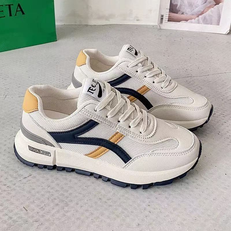 Women Casual Golf Shoes Non-slip Outdoor Walking Sneakers New Style Round Head Lace-Up Sports Casual Shoes Vintage White Shoes Lightweight Slip on Zap
