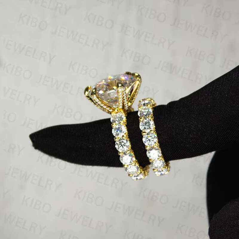 VVS D Color 925 Sterling Silver Women Luxury Moissanite Diamond Engagement Wedding Rings Set