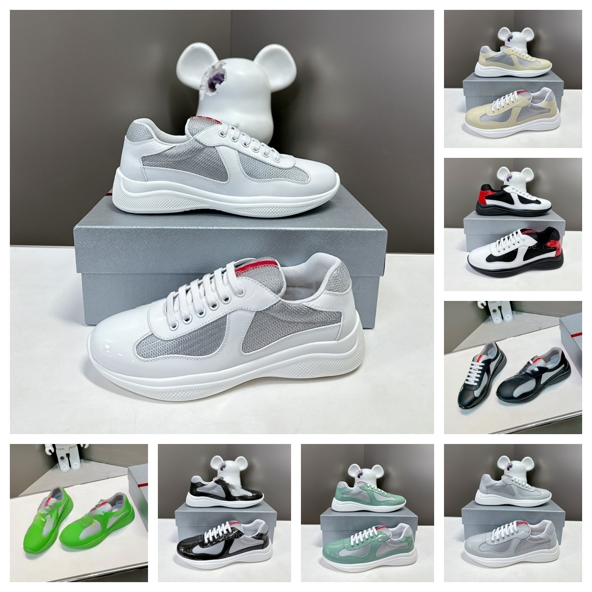 Classic women designer shoes luxury sneakers mesh nylon outdoor shoes mens trainers womens casual shoes americas cup patent leather fashion out office sneaker 35-48