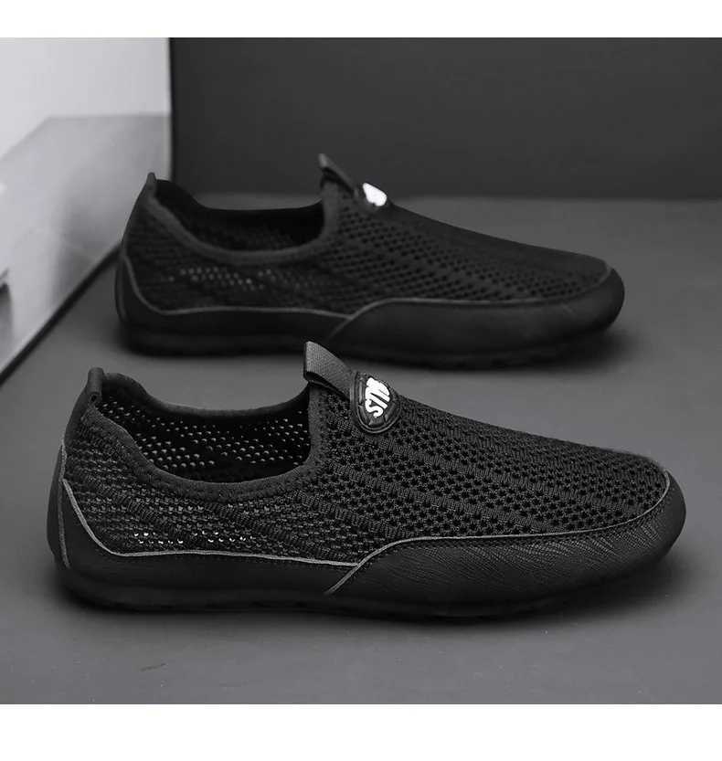 Mens Shoes 2025 One-pedal Lightweight Casual Shoes Mesh Flying Woven Trendy Shoes Driving Doudou Shoes Mens Shoes Y250707
