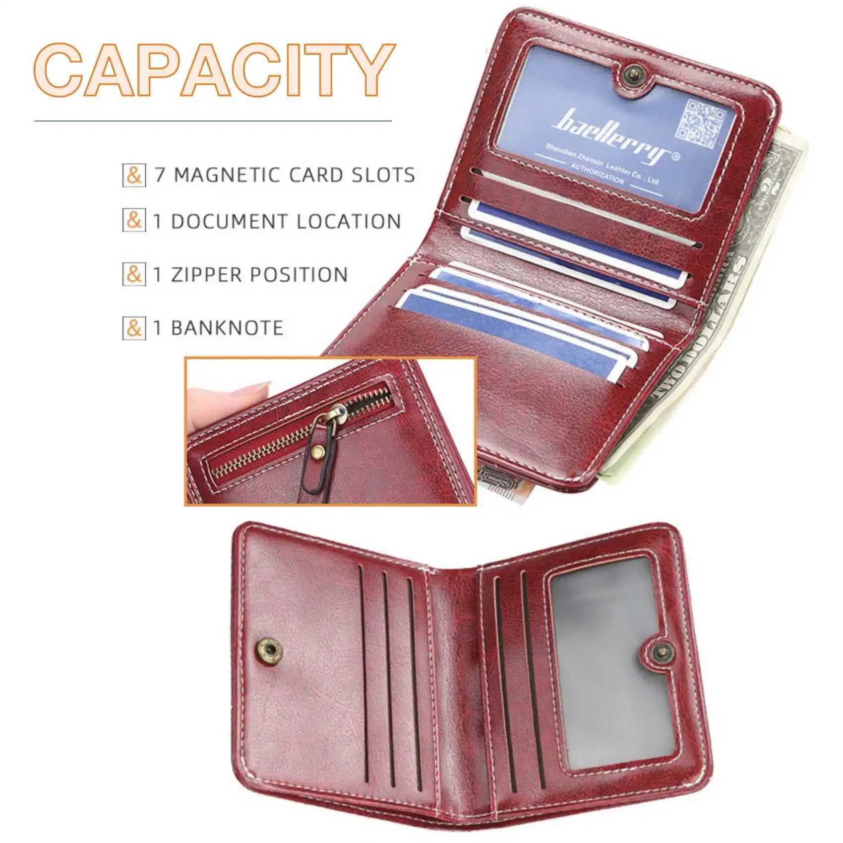 Wens Short Wallet Mti-Card Oil Wax Skin Coin Purse Fi All-In-e Zipper Card Bag Y250707