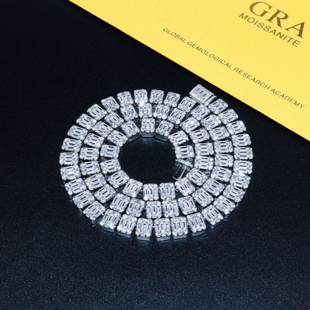 2024 Factory Price Silver With Gold Plated VVS D Color Moissanite Diamond Tennis Chain for Hip Hop Jewelry for Gift