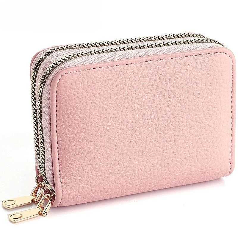 Mens Double Zipper Wallet Fi Short Holder with Large Capacity Coin Purse Y250707