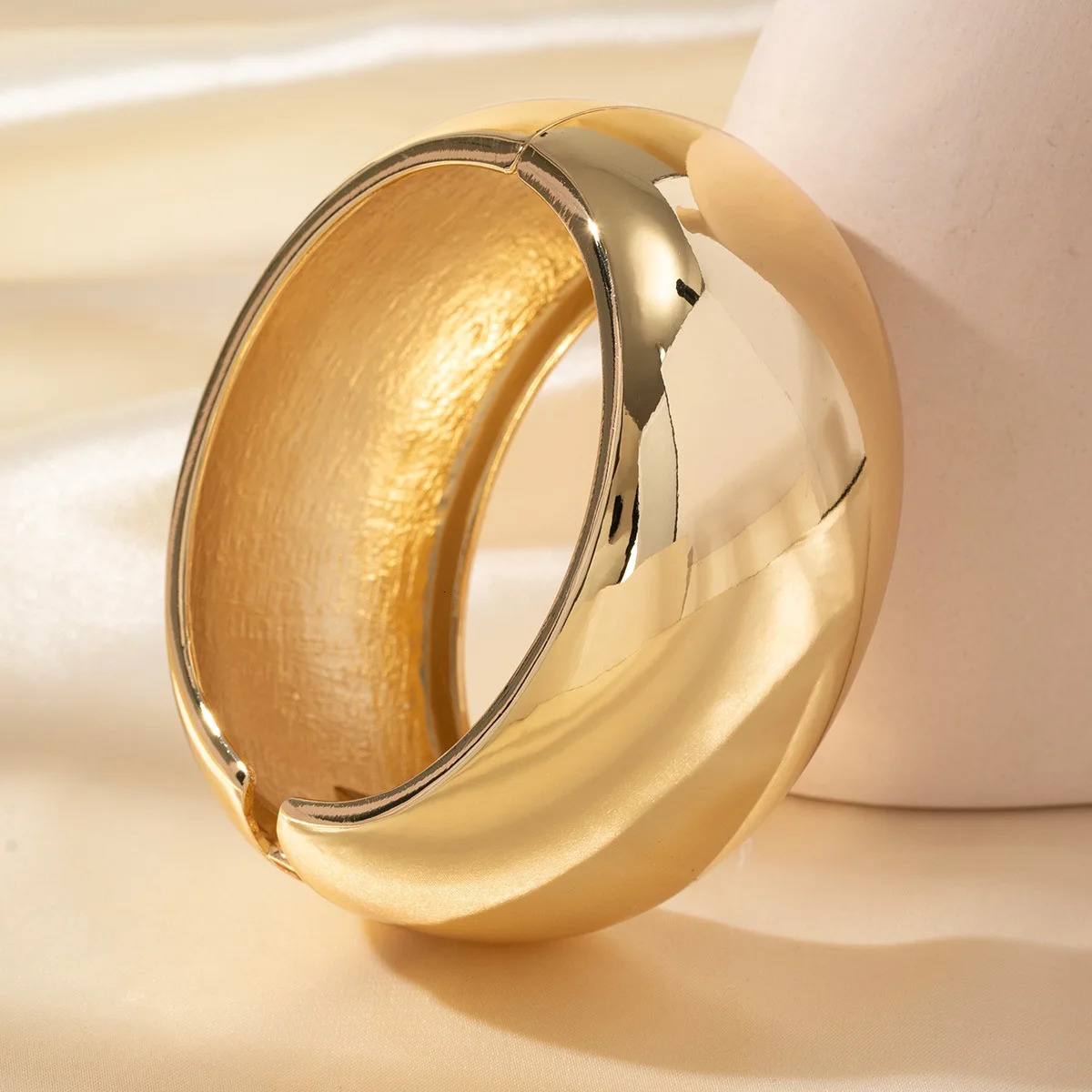 Exaggerated Silver Color Wide Geometric Irregular Cuff Bangle Punk Spring Open Bangle Bracelets Chunky Statement Jewelry 250701