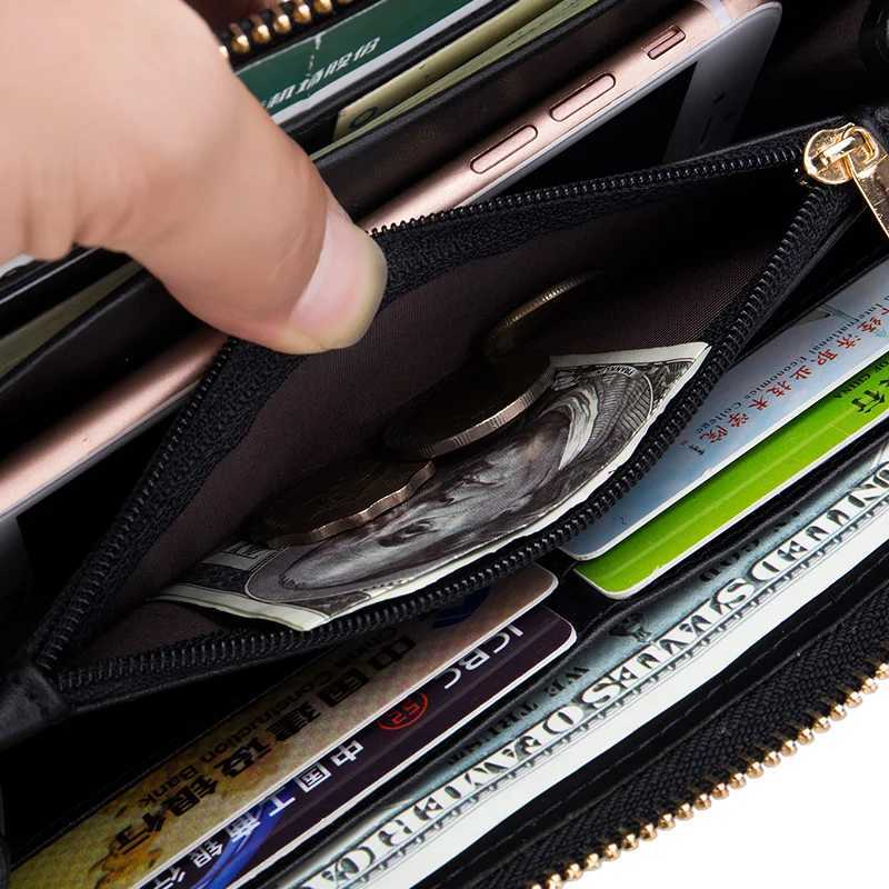 Genuine Leather Wen Solid LG Wallets Ladies Tassel Design Cluh Fem Phe Mey Bag Coin Zipper Purse RFID Card Holder Y250707
