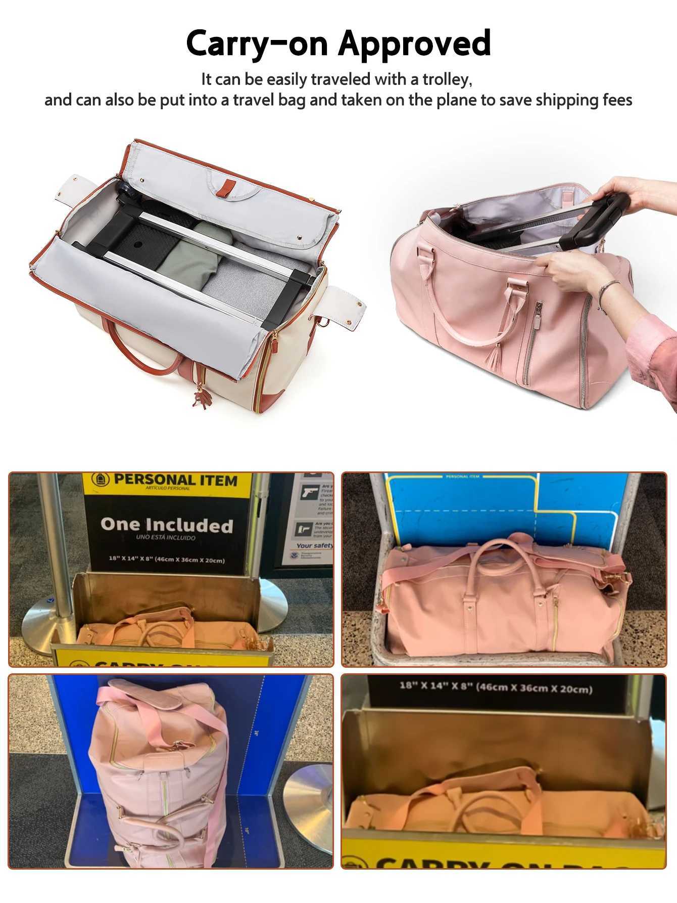 55L Travel Garment Bag Weekender Carry On with Shoe Bag and Trolley Strap Portable Suitcase Global Dropshipping