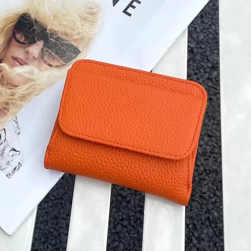Genuine Leather Wallet Womens Purse Folding Simple Small Money Ladies Bag Multi-functional Coin Bag Female ultra 250704