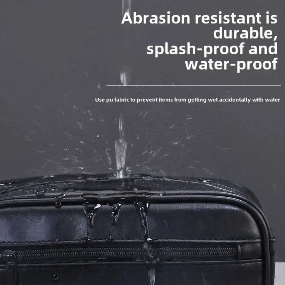 Men Leather Wash Bag Travel Business Trips Portable Cosmetic Bag Large Capacity Multi Pocket n Handheld Leather Wash Bag 250701