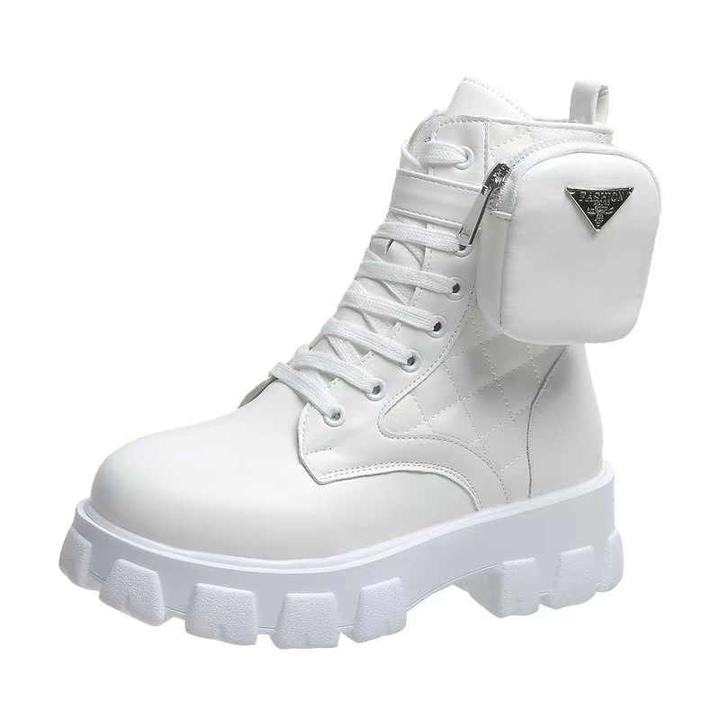 Designer men's and women's casual shoes, black, white, khaki colored boots, outdoor walking boots with waterproof platform, thick sole, heig