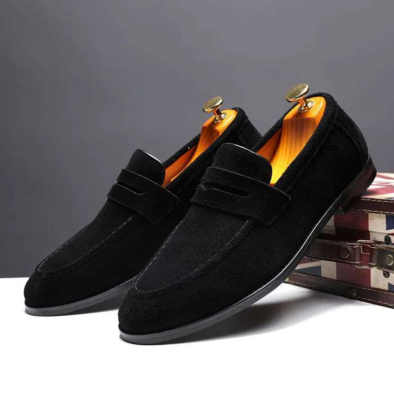 Fion Mens Casual Shoes Suede Genuine Leather Mens Slip-on Light Cfortable Driving Loafers Men Party Wedding Flat Y250707