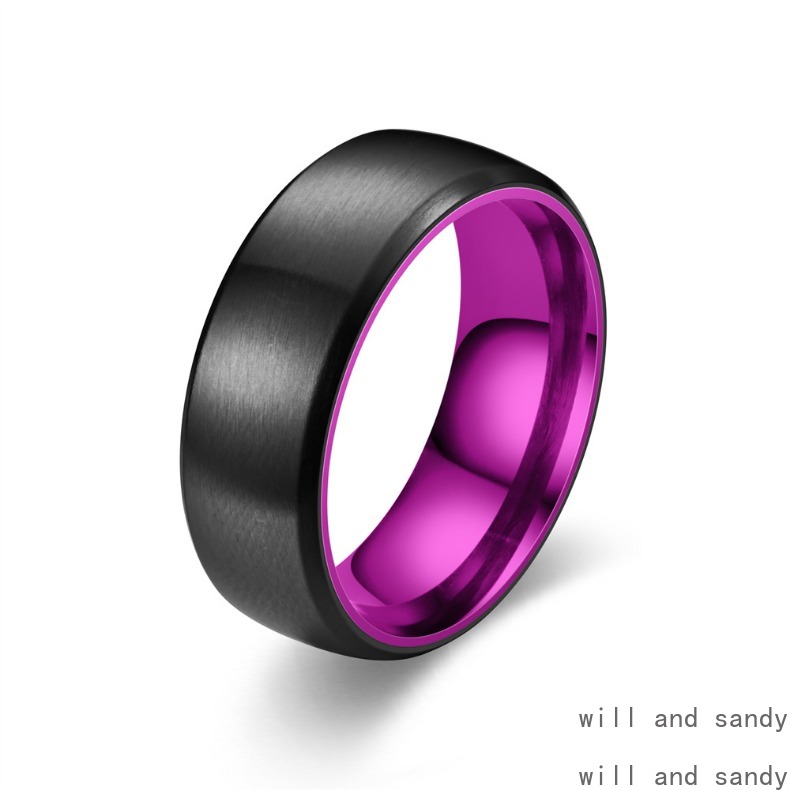 8mm Stainless Steel Two-tone Matte Ring Band Simple Engagement Wedding Ring for Women Men Charm Gift Fashion Designer Jewelry Father Day Birthday Chri