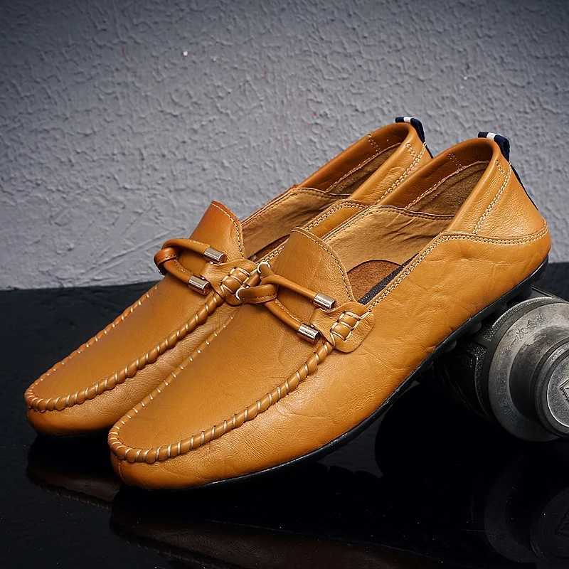 Genuine Leather Men Casual Shoes Luxury Brand 2024 Mens Loafers Breathable Slip on Black Driving Shoes Plus Size 47 Y250707